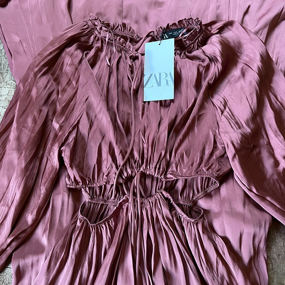 Zara Satin Effect Cut Out Dress - Picture 3 of 13